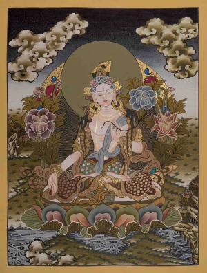 Mother Goddess White Tara | Beautifully Hand-Painted Tibetan Painting | Compassion Wisdom